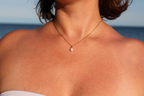 18K gold-plated waterproof tarnish-free minimalist dainty necklace with real pearl, handmade and woman owned by CHRMD.